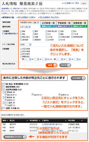 入札情報・簡易検索β版