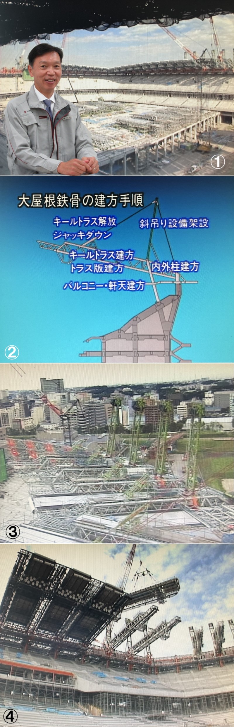 竹中工務店 柴田総括作業所長、建方手順組み写真 /></div>
<div style=